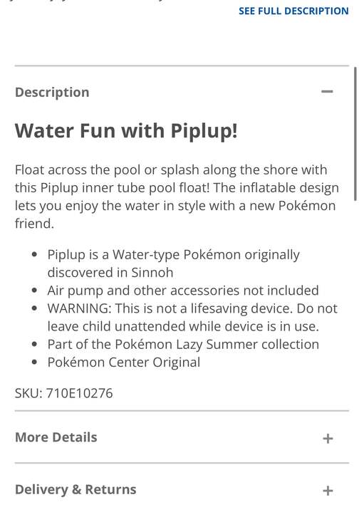 Pokémon Center Piplup Pool Float - New In Box Sealed - Picture 6 of 6